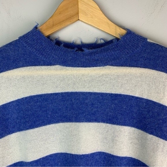 Aqua Blue and White Striped Crew Neck Sweater - never worn! - Picture 3 of 7